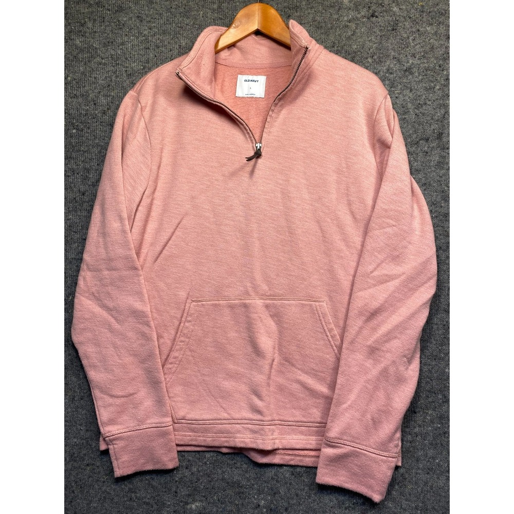 Old Navy Womens Pink Quarter Zip Fleece Pullover Sweatshirt Size L Activewear